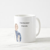 Blond Guy Surfer Surf Board コーヒーマグカップ (正面右)