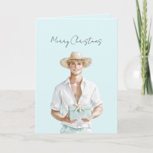 Blond Hair Man Christmas   カード (正面)