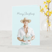 Blond Hair Man Christmas   カード (黄色い花)