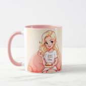 Blonde Beauty Ceramic Mug - Vibrant Yellow Hair マグカップ (左)