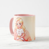 Blonde Beauty Ceramic Mug - Vibrant Yellow Hair マグカップ (正面左)