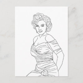 Blonde Bombshell Pinup girl adult Coloring art ポストカード