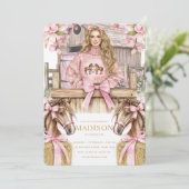 Blonde Girl Horse Birthday Invitation 招待状 (スタンド正面)