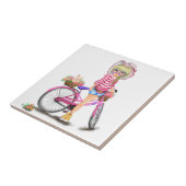 Blonde Girl Pink Bicycle Tile タイル (側面)