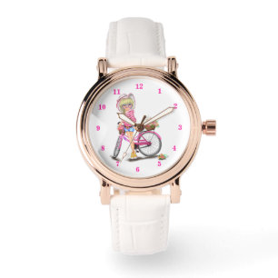 Blonde Girl Watch Pink Bike 腕時計