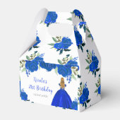 Blonde Hair Princess Blue Floral Birthday Party フェイバーボックス (裏面サイド)