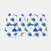 Blonde Hair Princess Blue Floral Birthday Party フェイバーボックス (折り畳みなし)