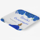 Blonde Hair Princess Blue Floral Quinceanera ペーパープレート (傾斜あり)