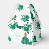 Blonde Hair Princess Green Floral Birthday Party フェイバーボックス (裏面サイド)