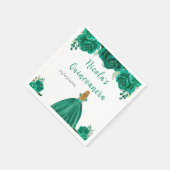 Blonde Hair Princess Green Floral Quinceanera スタンダードカクテルナプキン (角)