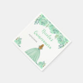 Blonde Hair Princess Mint Floral Quinceanera スタンダードカクテルナプキン (角)