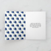 Blonde Hair Princess Navy Floral Birthday Party カード (内部)