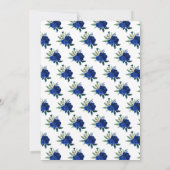 Blonde Hair Princess Navy Floral Birthday Party サンキューカード (裏面)