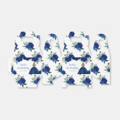 Blonde Hair Princess Navy Floral Birthday Party フェイバーボックス (折り畳みなし)