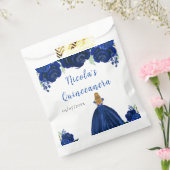 Blonde Hair Princess Navy Floral Quinceanera フェイバーバッグ (封をした状態)