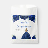 Blonde Hair Princess Navy Floral Quinceanera フェイバーバッグ (正面)