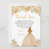 Blonde Hair Princess Peach Floral Birthday Party サンキューカード (正面)