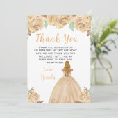 Blonde Hair Princess Peach Floral Birthday Party サンキューカード (スタンド正面)