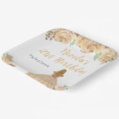 Blonde Hair Princess Peach Floral Birthday Party ペーパープレート (傾斜あり)