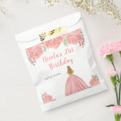 Blonde Hair Princess Pink Floral Birthday Party フェイバーバッグ (封をした状態)