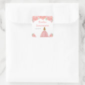 Blonde Hair Princess Pink Floral Quinceanera スクエアシール (バッグ)