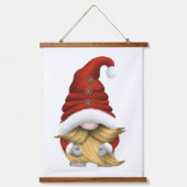 Blonde-Haired Christmas Gnome Family – Wood-Topped 吊り下げ型タペストリー (正面2)