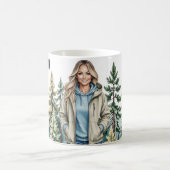 Blonde Hiker in Forest – Personalized Outdoor Adve コーヒーマグカップ (中央)