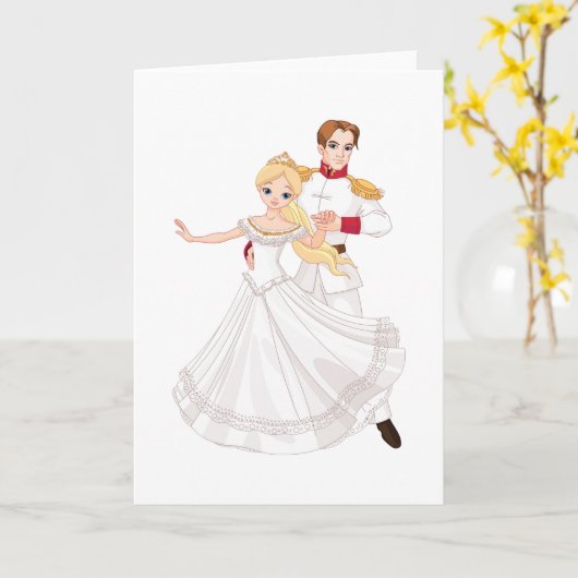 Blonde Princess and Charming Prince Fairytale カード (黄色い花)