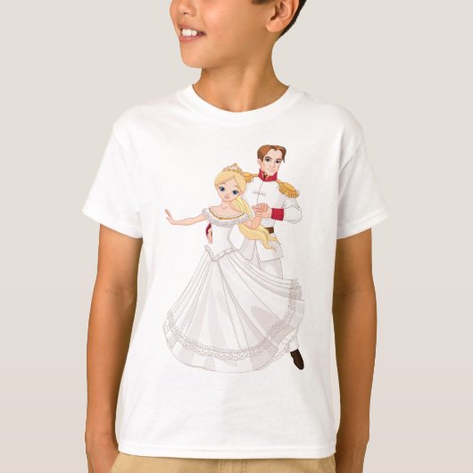 Blonde Princess and Charming Prince Fairytale Tシャツ (正面)