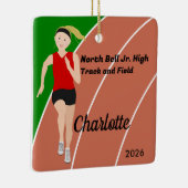 Blonde Track and Field Girl in Red Black セラミックオーナメント (右)