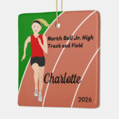 Blonde Track and Field Girl in Red Black セラミックオーナメント (左)