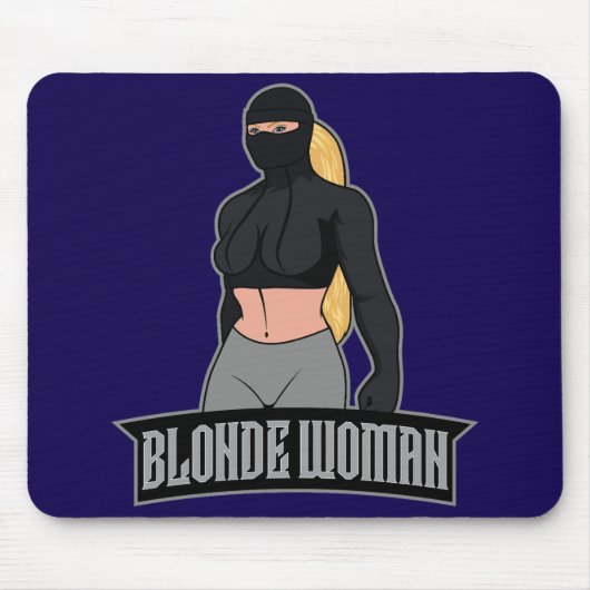 Blonde Woman Mousepad Blue マウスパッド (正面)