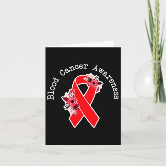 Blood Cancer Awareness Floral Red Ribbon Blood Dis カード (正面)