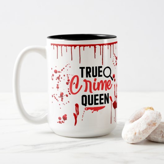 Blood Drops Blood Spatter True Crime Queen ツートーンマグカップ (ドーナツ)