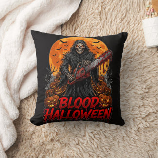 Blood Halloween Grim Reaper Chainsaw Pumpkin Hoodi クッション