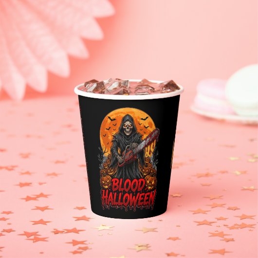 Blood Halloween Grim Reaper Chainsaw Pumpkin Hoodi 紙コップ (インサイチュ)