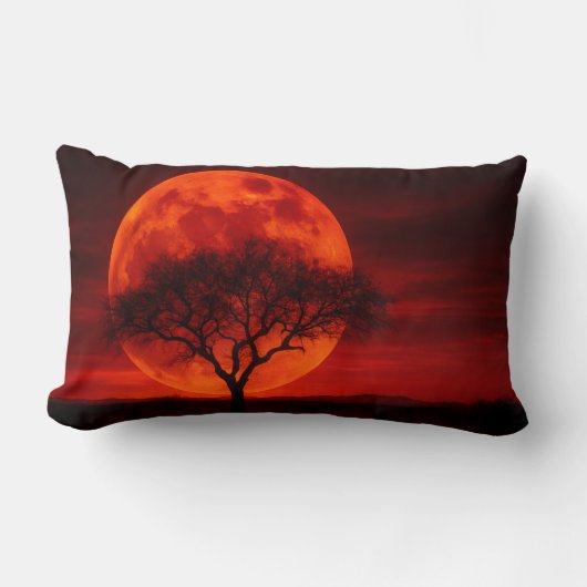 Blood Moon Mesquite Tree Throw Pillow - Western ランバークッション (正面)