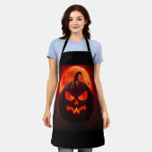 Blood Moon Pumpkin Emperor Art エプロン (着用した状態)