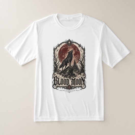 BLOOD MOON WOLF — ゴシックホラー Tシャツ (レイダウン)