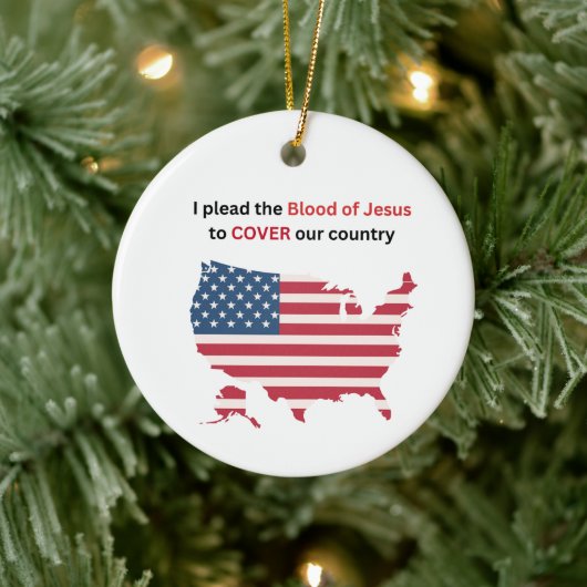 Blood of Jesus to Cover Our Country - round  セラミックオーナメント (ツリー)