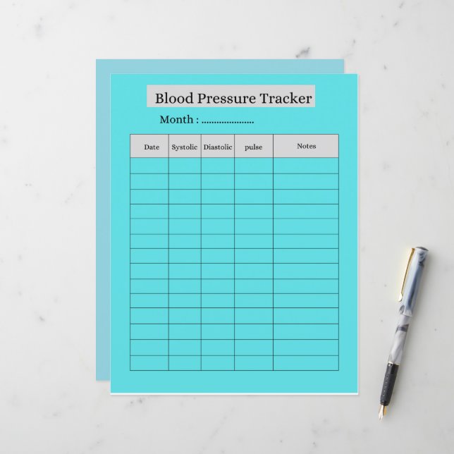 Blood Pressure Tracker SHEET (正面/裏面インサイチュ)