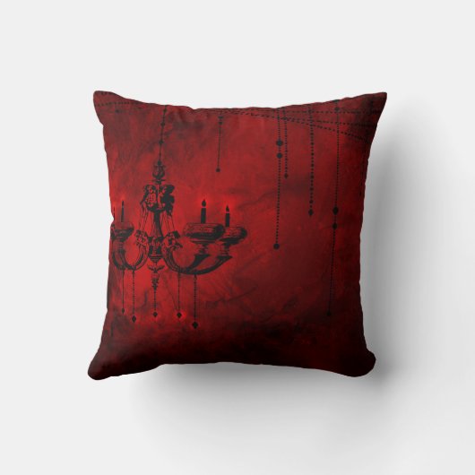 Blood Redシャンデリアの吸血鬼のえんじ色の黒 クッション (裏面)