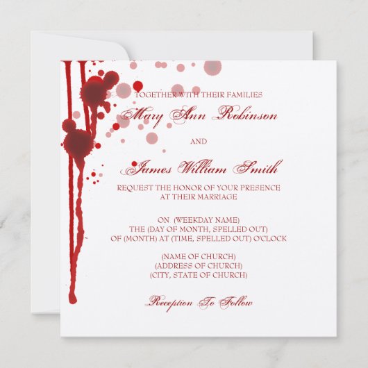 Blood Red吸血鬼のハロウィンの結婚式の偽造品 招待状 (正面)