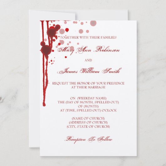 Blood Red吸血鬼のハロウィンの結婚式の偽造品 招待状 (正面)