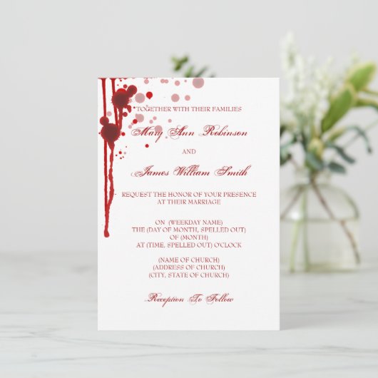 Blood Red吸血鬼のハロウィンの結婚式の偽造品 招待状 (スタンド正面)