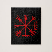 Blood Red Vegvísir (バイキングのコンパス) ジグソーパズル (縦)