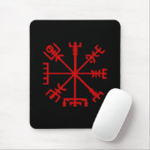 Blood Red Vegvísir (バイキングのコンパス) マウスパッド (マウス)