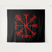 Blood Red Vegvísir (Viking Compass) タペストリー (正面(横))