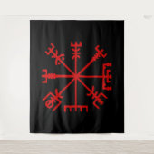 Blood Red Vegvísir (Viking Compass) タペストリー (正面)