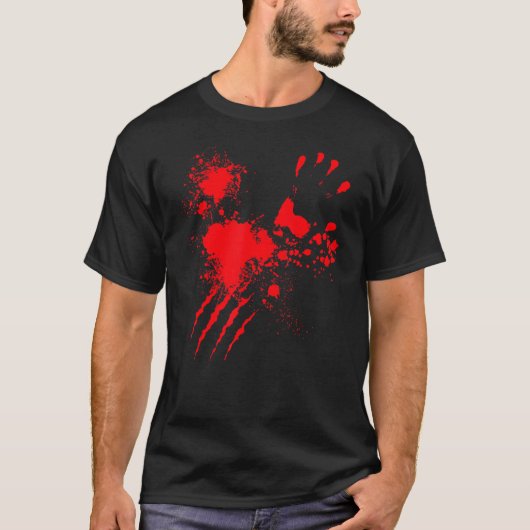 Blood Splatter Bloody Hand Real   Halloween Costum Tシャツ (正面)